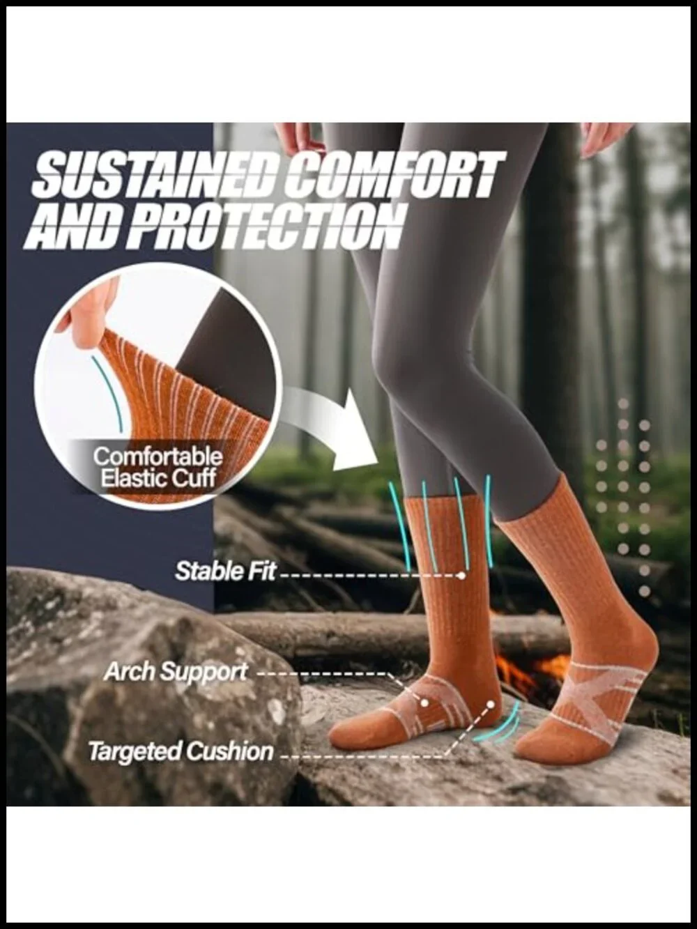 Merino Wool Hiking Socks Crew Boot Work Socks for Men Women Moisture-Wicking